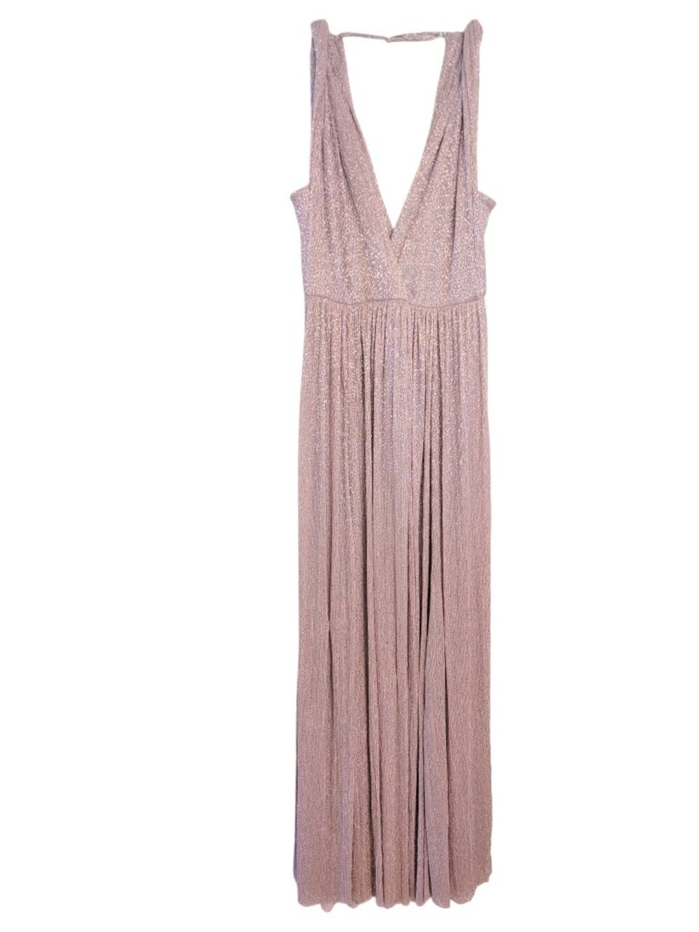 Sabina Musayev Metallic Plunging Sleeveless Maxi Dress Gown